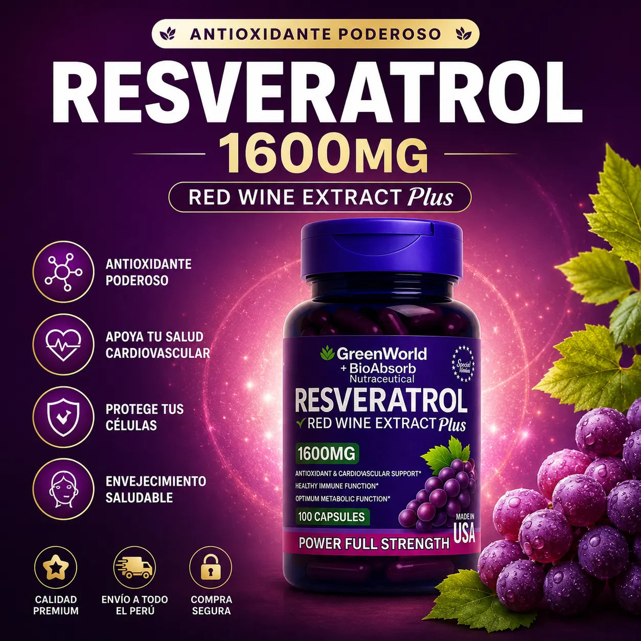 Resveratrol 1600MG Red Wine Extract Plus