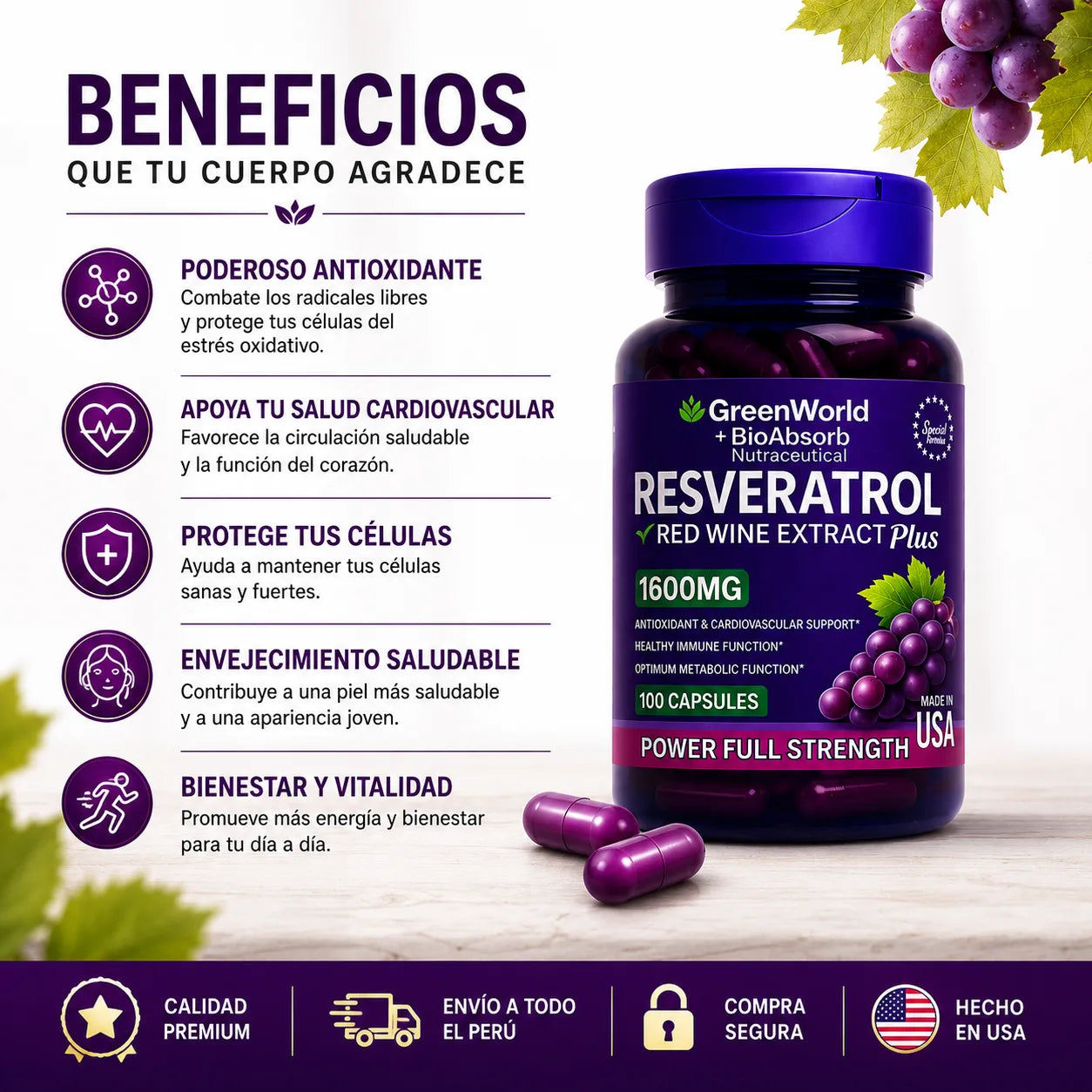 Resveratrol 1600MG Red Wine Extract Plus